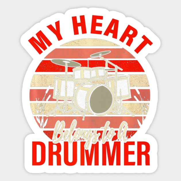 My Heart Belong To Drummer Valentines Day Wife Sticker by FogHaland86